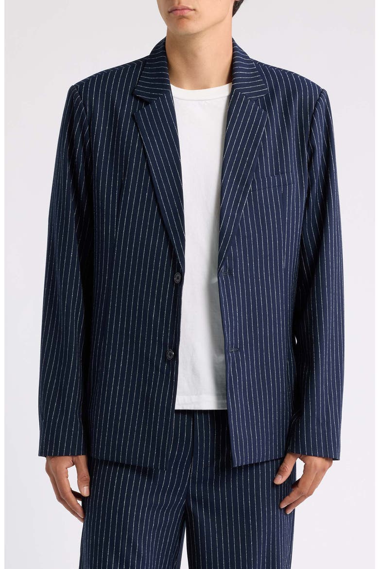 Pinstripe Blazer, Main, color, NAVY