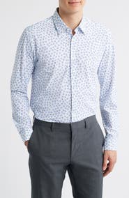 BOSS Roan Kent Slim Fit Floral Stretch Button-Up Shirt