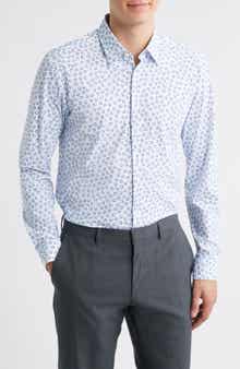 BOSS Roan Kent Slim Fit Floral Stretch Button-Up Shirt