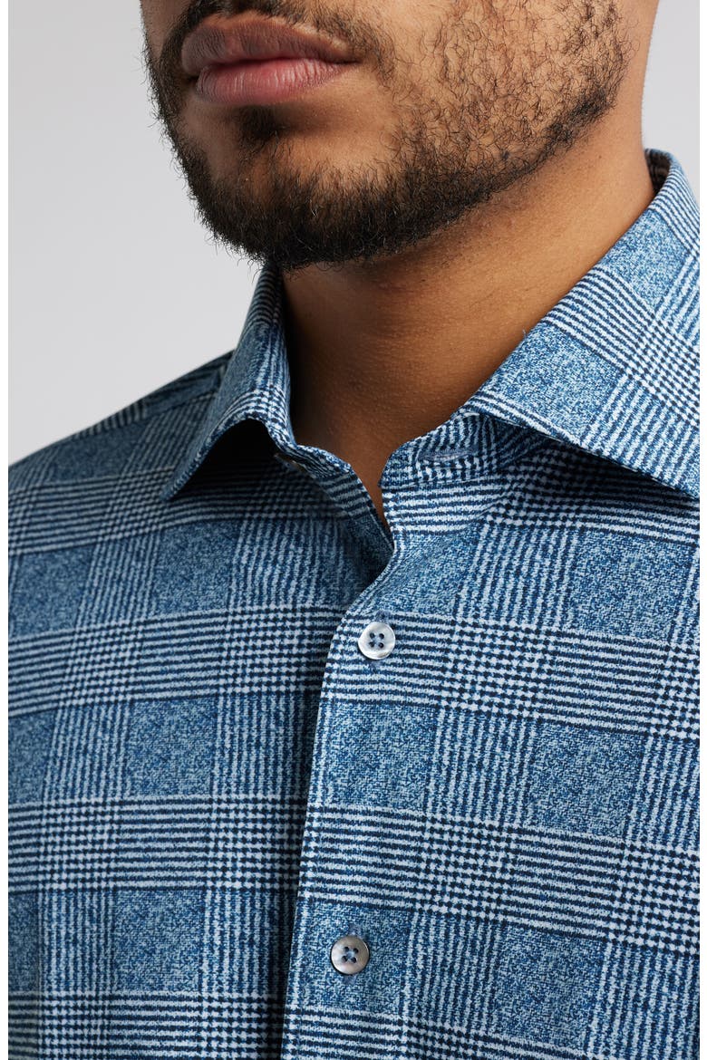 Downing Glen Plaid Knit Nylon Blend Dress Shirt, Alternate, color, NAVY