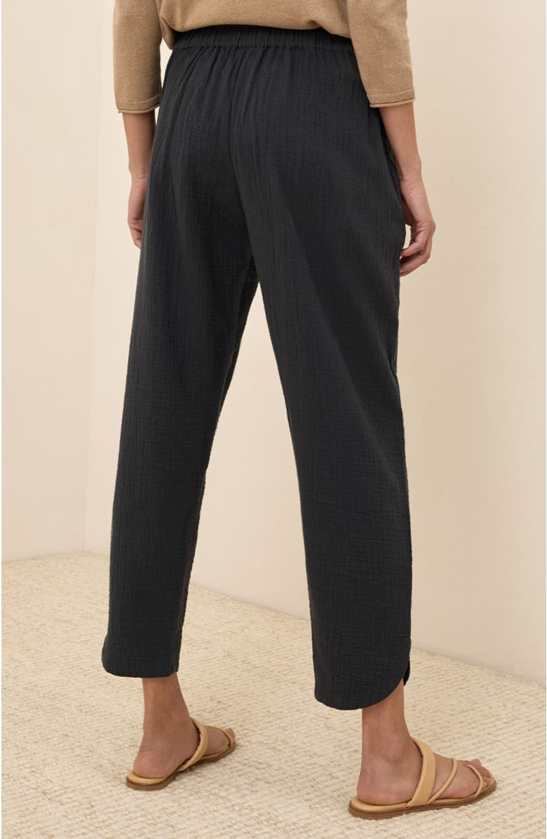 Pact Organic Cotton Coastal Double Gauze Tapered Pull-On Pant, Alternate, color, Black