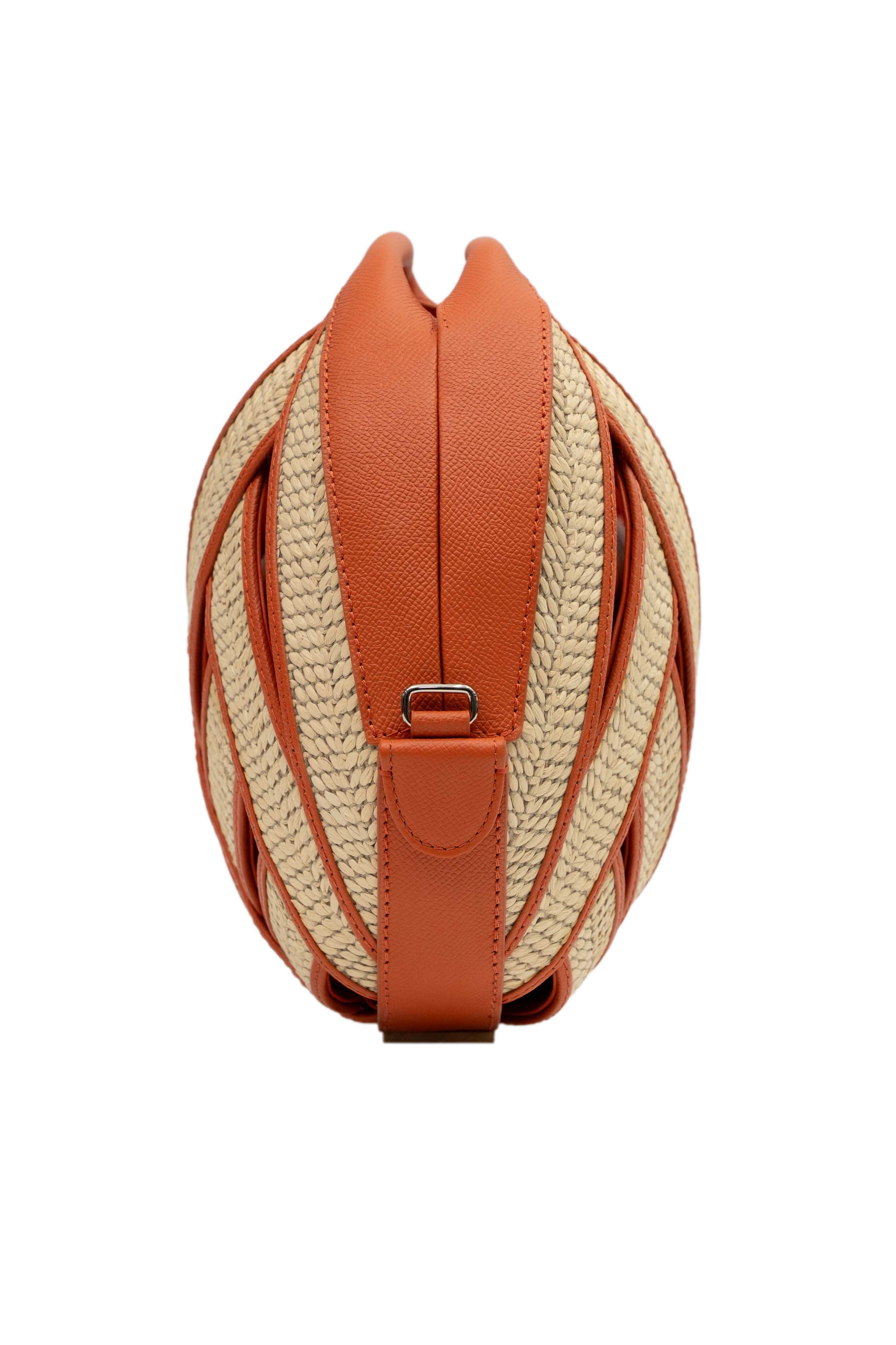 PERRIN PARIS Le Petit Panier Xbody Raphia Flame, Alternate, color, Raphia Beige / Flamme