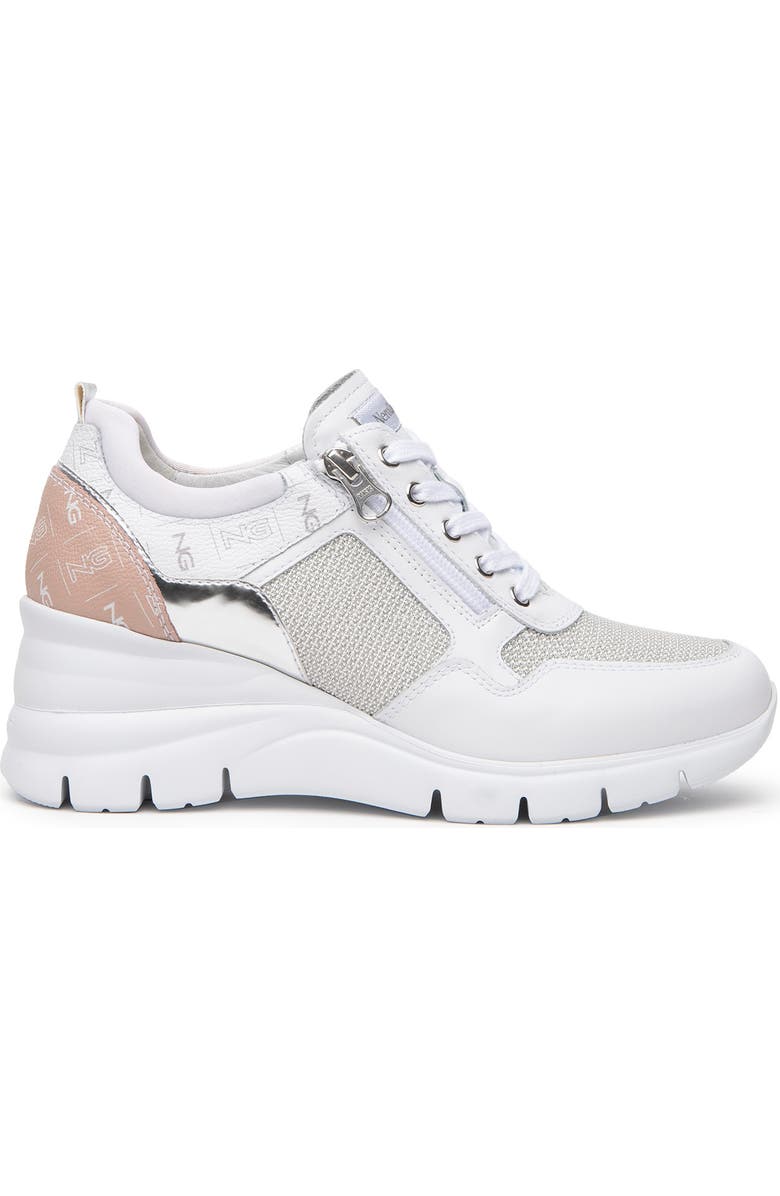 NeroGiardini Mixed Media Wedge Sneaker, Alternate, color,