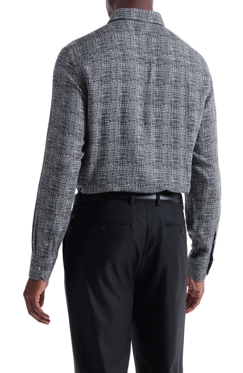 Bugatchi Julian Shaped Fit Pebble Print EcoVero<sup>™</sup> Viscose Button-Up Shirt, Alternate, color, Black