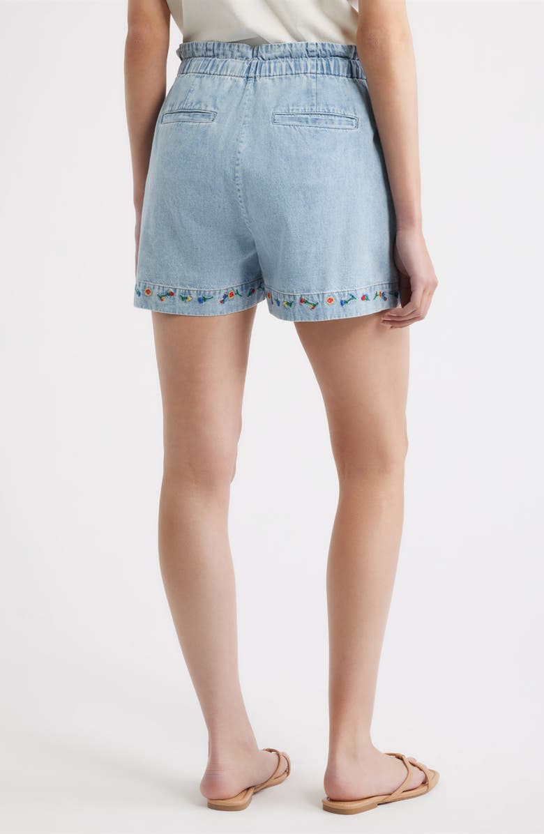 Rails Foster Paperbag Denim Shorts, Alternate, color, Faded Indigo Floral Embroidery