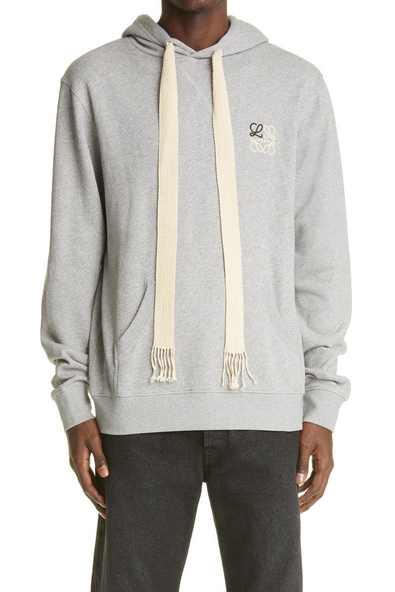 Anagram Logo Embroidered Hoodie, Main, color, GREY MELANGE