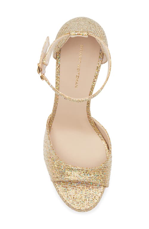 Stuart Weitzman Pamela Glitter Platform Sandal In Gold