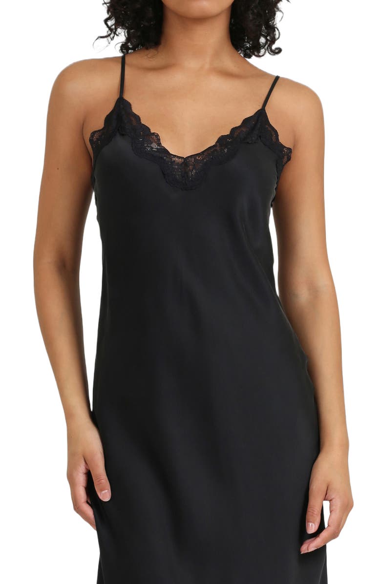 Papinelle Camille Lace Trim Silk Nightgown, Alternate, color,
