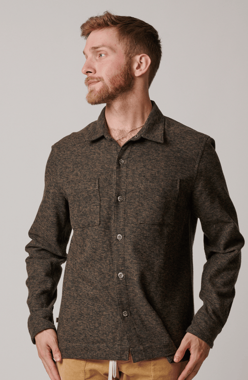 Leisure Lab Cotton Tweed Button Up In Brown
