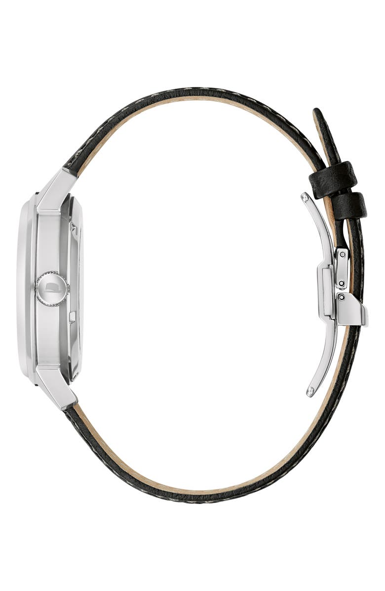 BULOVA Frank Sinatra Summer Wind Leather Strap Watch, 40mm, Alternate, color, Silver-Tone