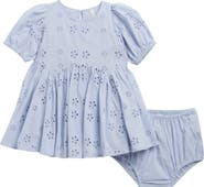 Rylee + Cru Rose Cotton Broderie Anglaise Dress with Bloomers