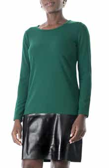 Nina Leonard Faux Leather Border Dress