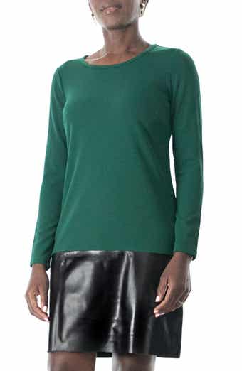 Nina Leonard Faux Leather Border Dress