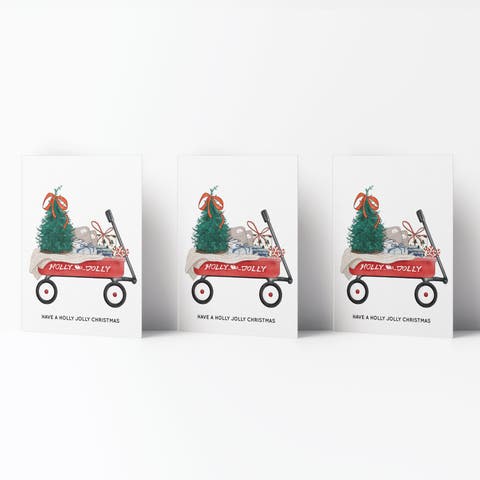 Winter/Holiday Greeting Card Pack Sets (3 ct) Christmas Wagon