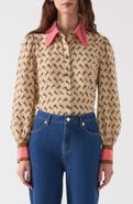 LK Bennett Sonya Horse Print Silk Shirt