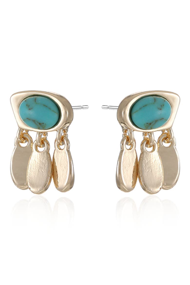 Stone Drop Stud Earrings, Alternate, color, TURQUOISE