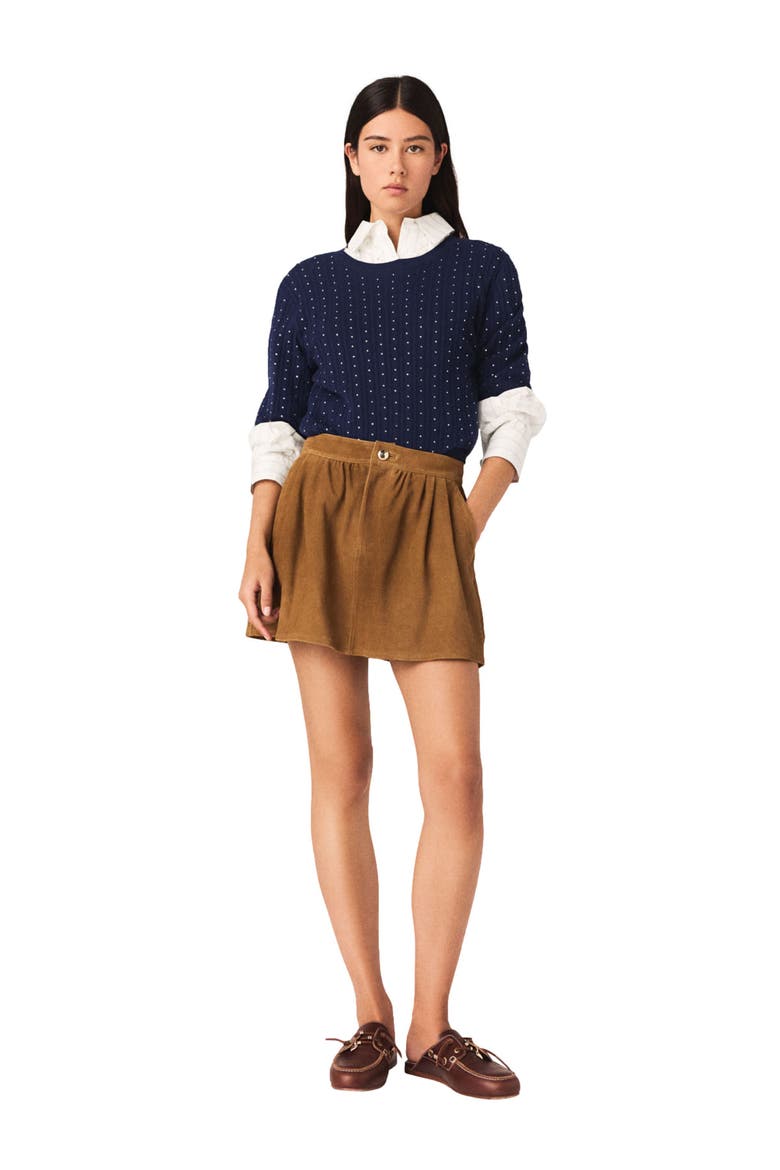 Short suede skirt, Main, color, Camel