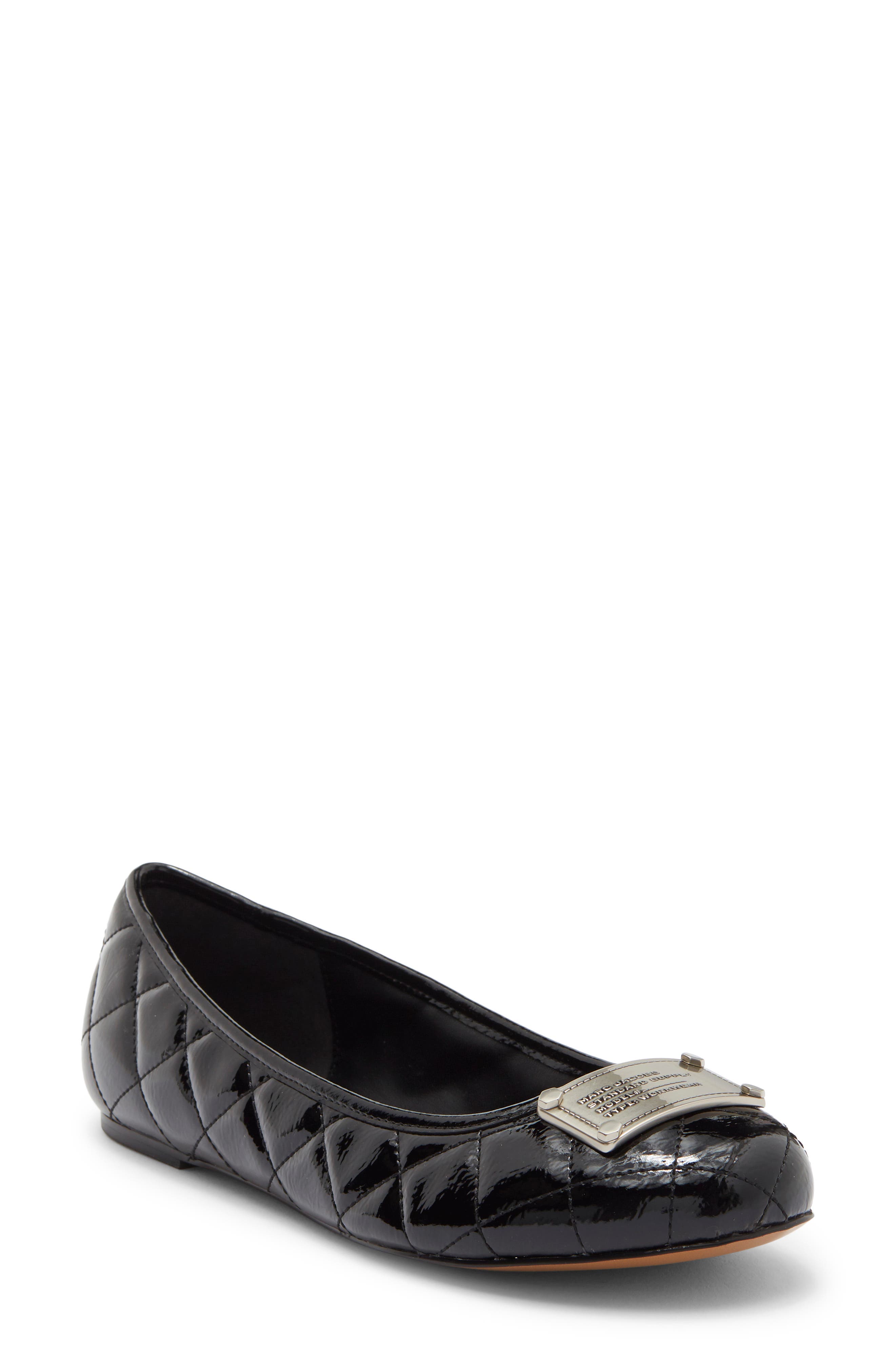Marc Jacobs The Plaza Faux Leather Ballerina Flat In Black