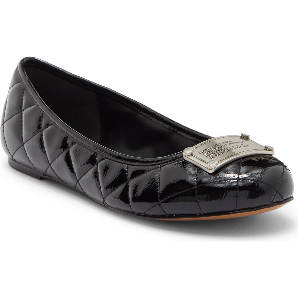 Marc Jacobs The Plaza Faux Leather Ballerina Flat In Black
