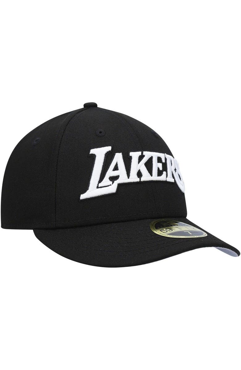 New Era Men's New Era Black Los Angeles Lakers Team Logo Low Profile 59FIFTY Fitted Hat, Alternate, color, Black