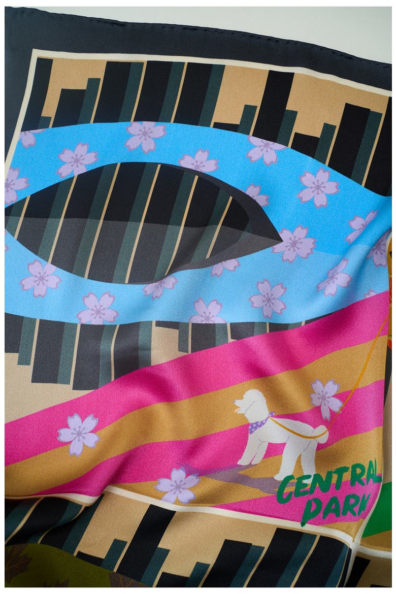 Season in Park Silk Bandana, Alternate, color, BLACK