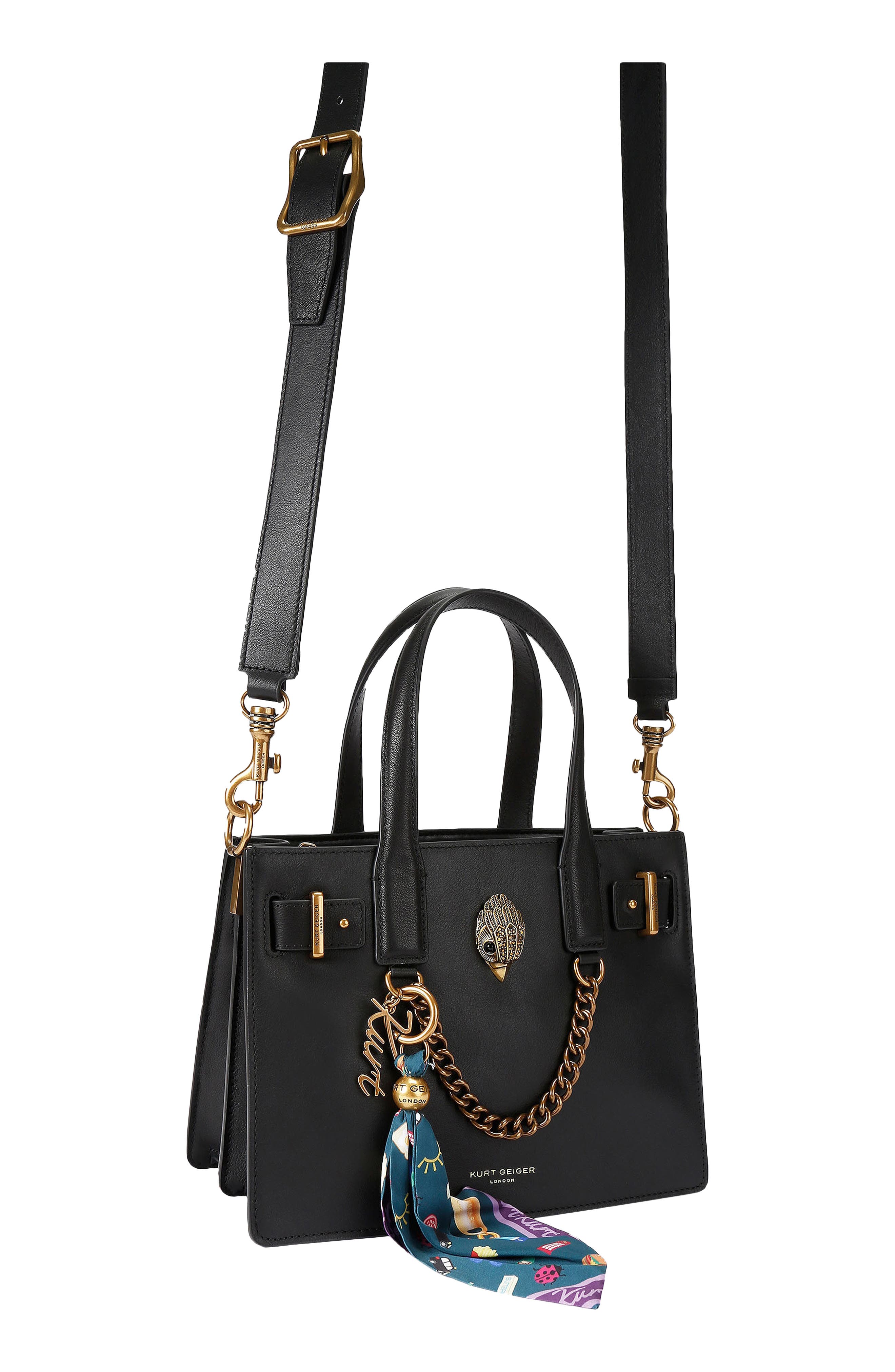 Kurt Geiger London Small Sloane Leather Tote, Alternate, color, Black