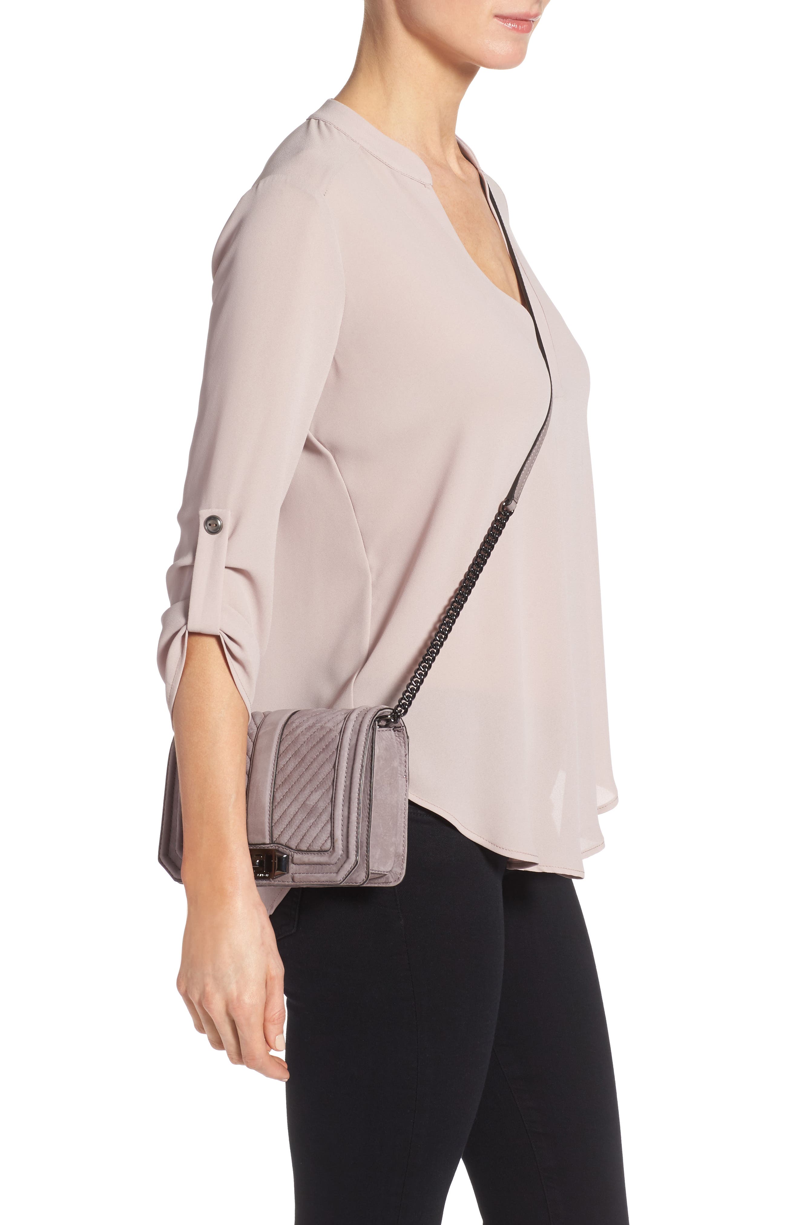 Small Love Nubuck Crossbody Bag (Nordstrom Exclusive), Alternate, color, LAVENDER/ GUNMETAL HARDWARE