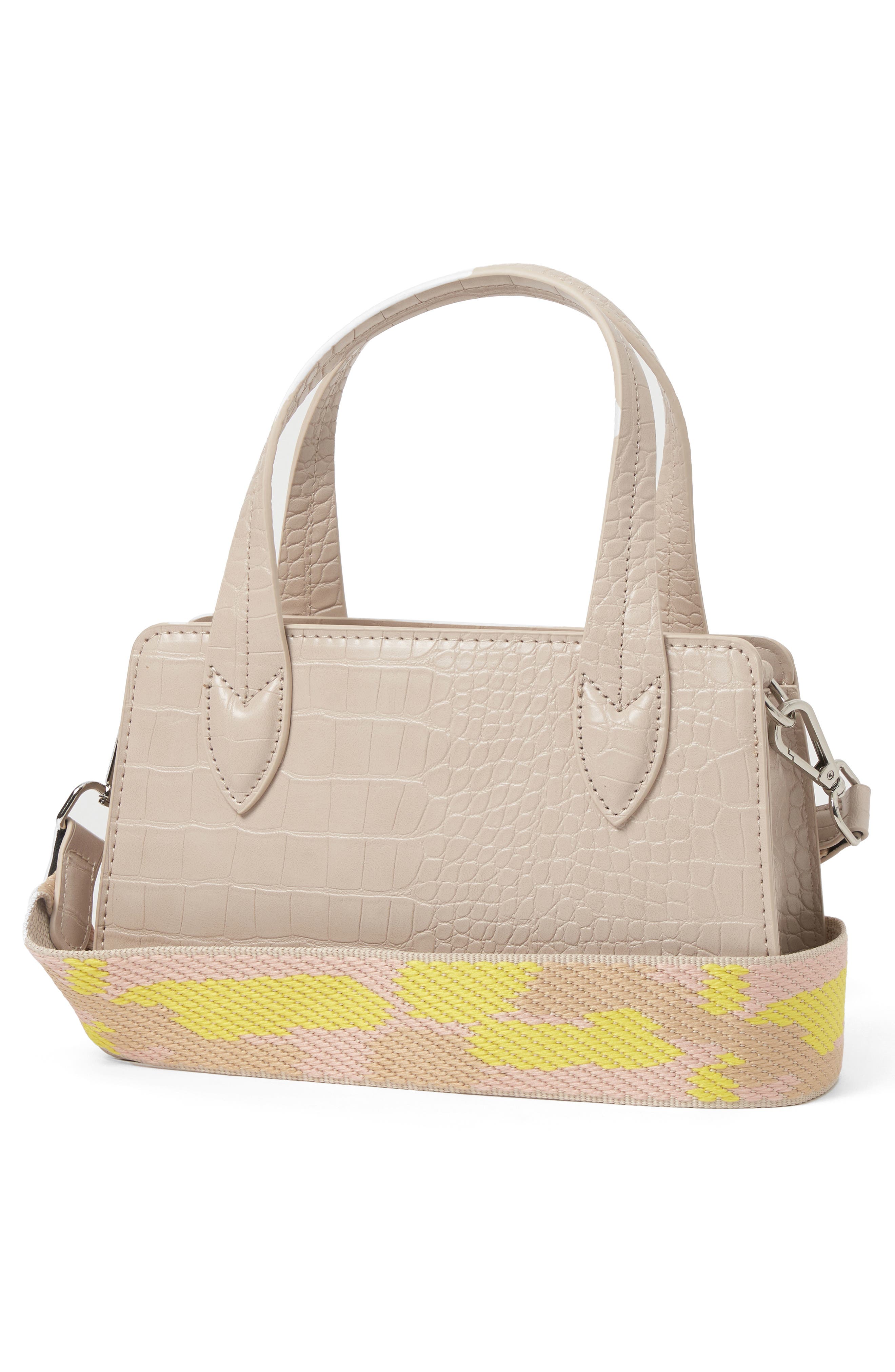 August Croc Embossed Vegan Leather Crossbody Bag, Alternate, color, CREAM