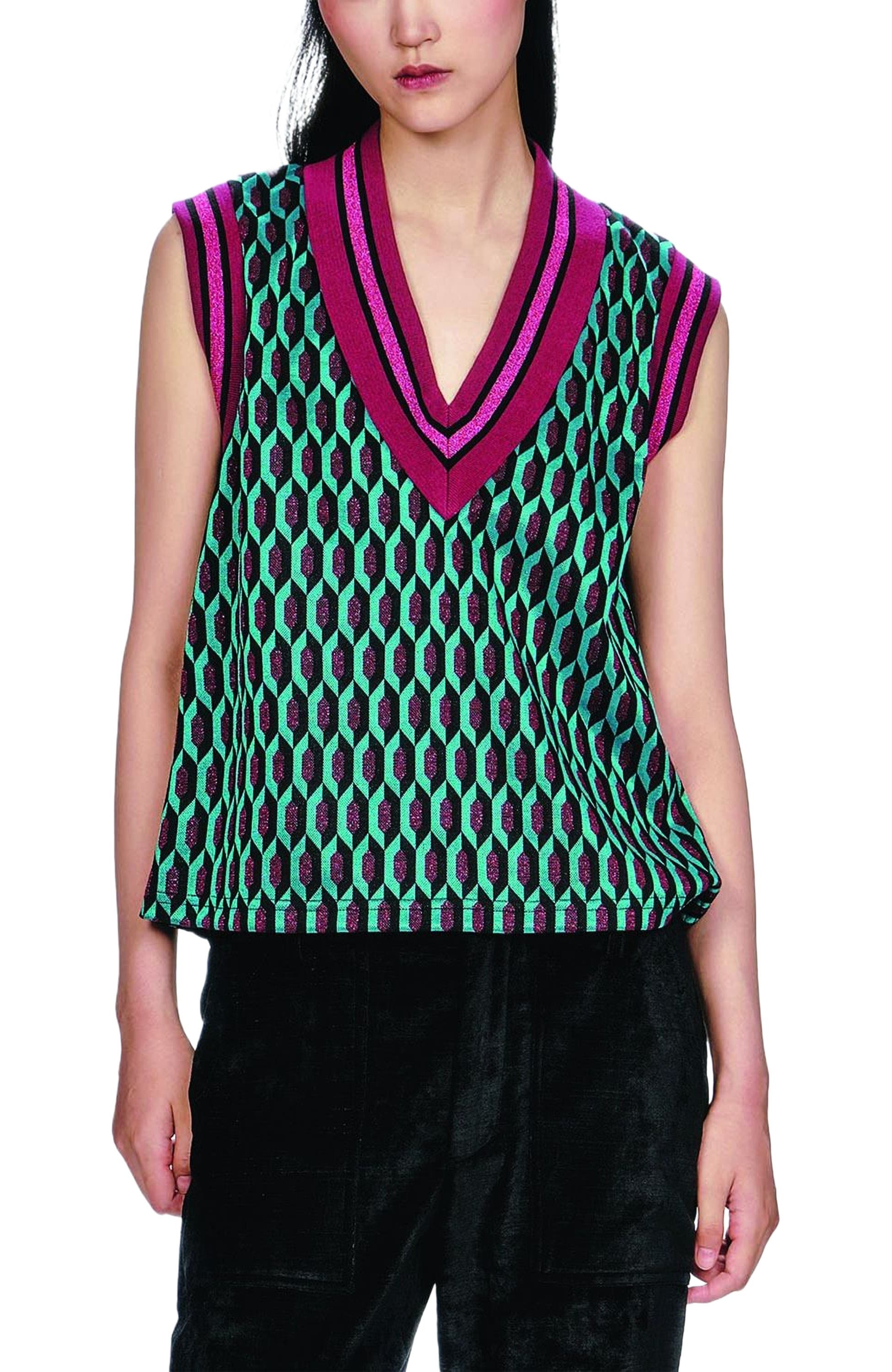 Glitter Geo Jacquard Pullover Vest - image 2
