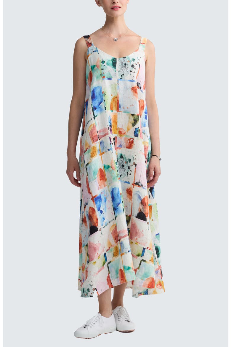Avelyn Painterly Print Linen Maxi Dress, Main, color, Multihued