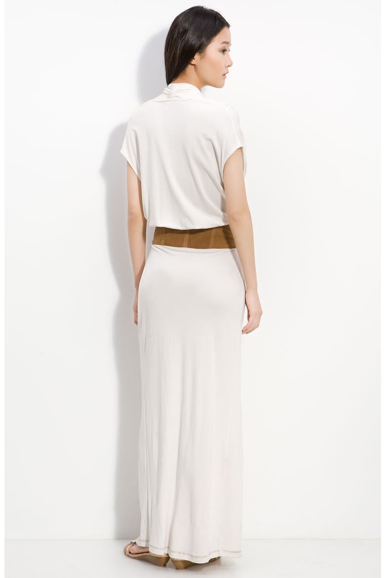 Plunge Neck Belted Wrap Maxi Dress, Alternate, color, SWAN