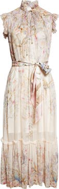 Zimmermann Rebellion Flutter Floral Chiffon Midi Dress