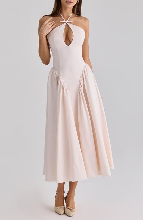 Lilli Keyhole Halter Fit & Flare Cocktail Dress