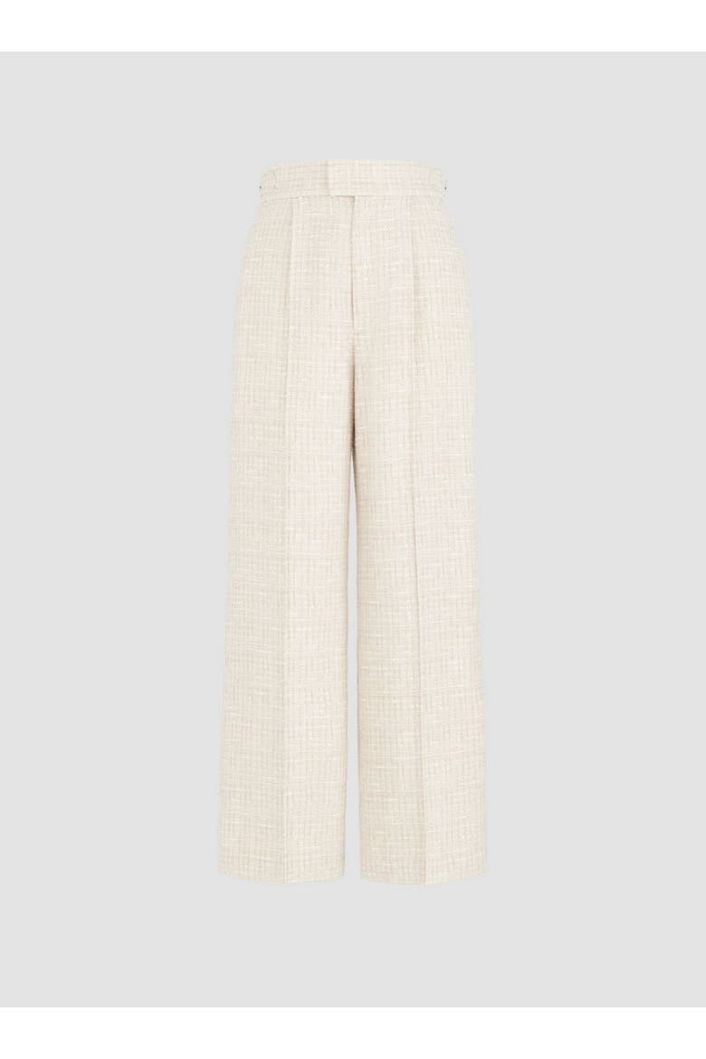 Fancy Tweed High-Waist Tailored Pants, Alternate, color, Cream