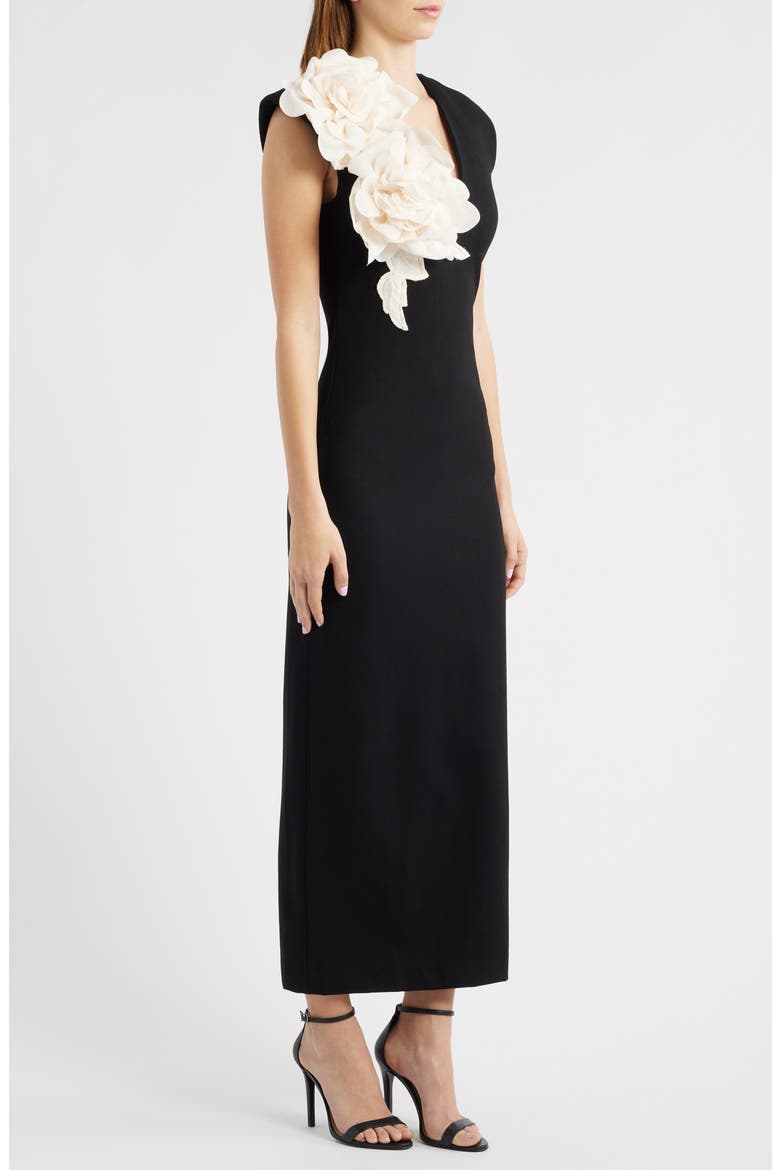Zahara Floral Sleeveless Gown, Alternate, color, BLACK