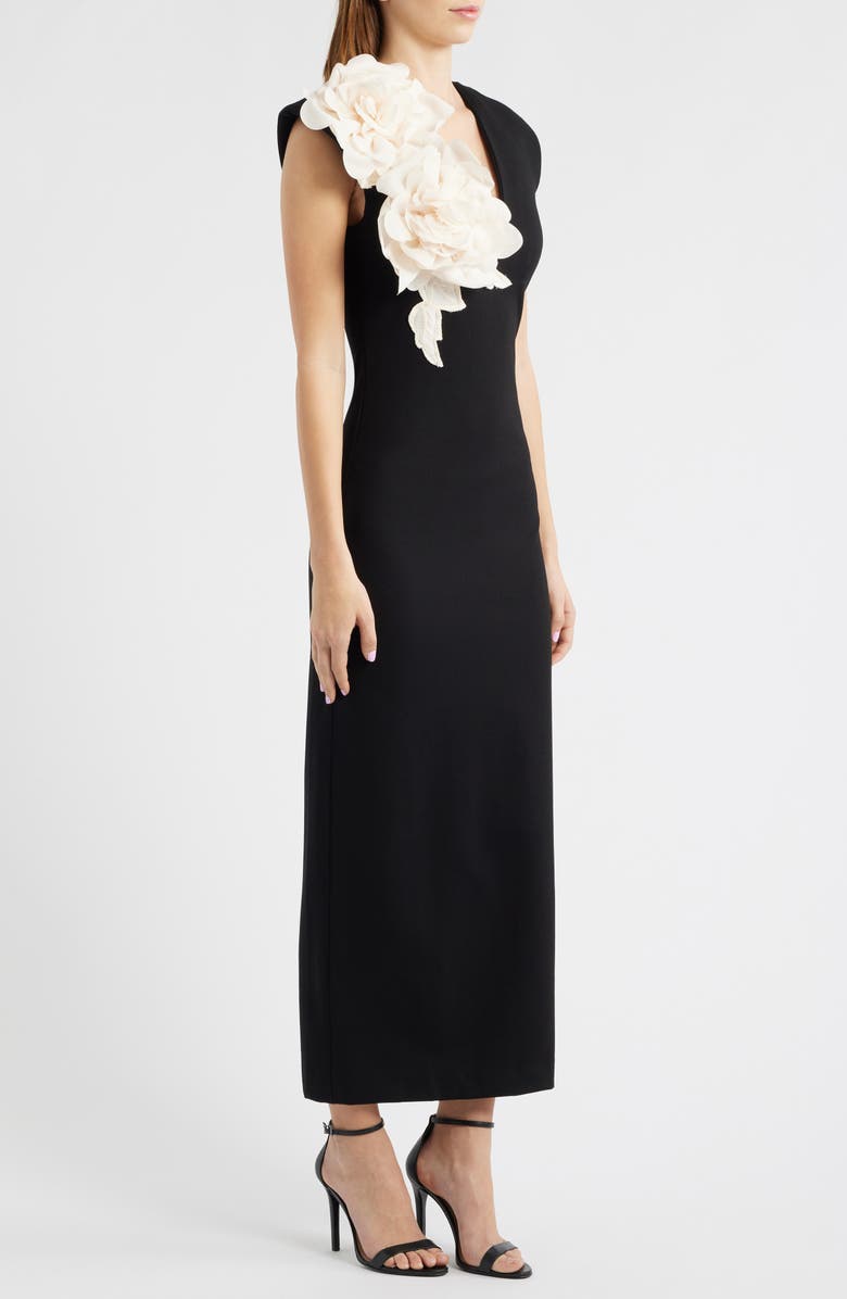 Elliatt Zahara Floral Sleeveless Gown, Alternate, color, Black