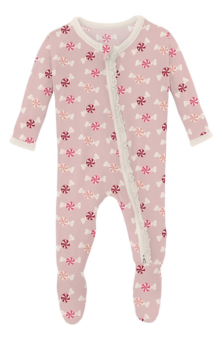 KicKee Pants Peppermint Print Fitted One-Piece Pajamas, Main, color, 