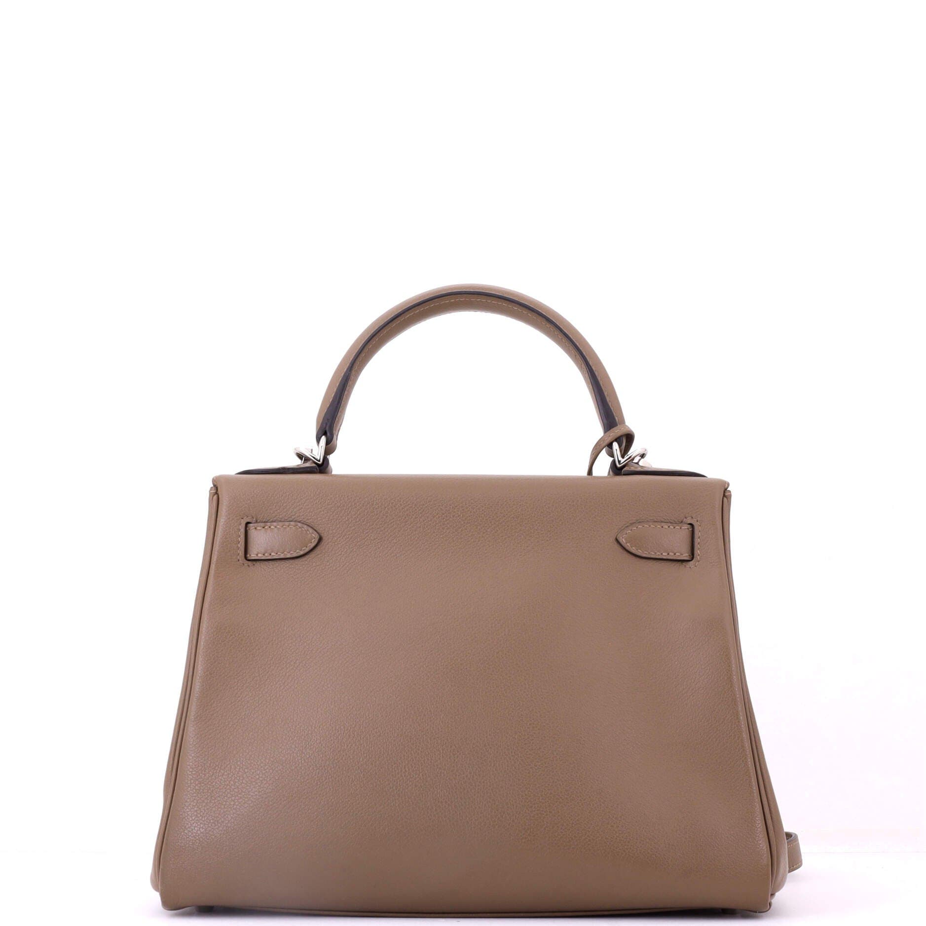 Pre-Owned Hermes Kelly Handbag Brown Evercolor with Palladium Hardware 28, Alternate, color, Beige De Weimar