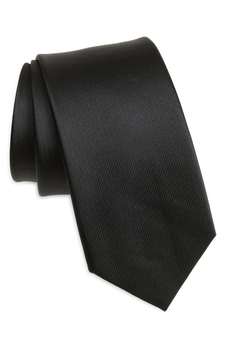 Duchamp Solid Silk Tie, Main, color, Black