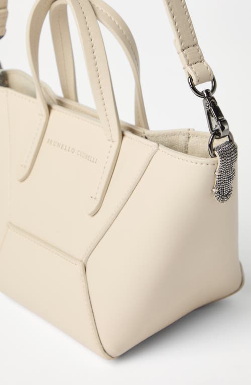 Brunello Cucinelli Calfskin Mini Bc Duo Bag In White