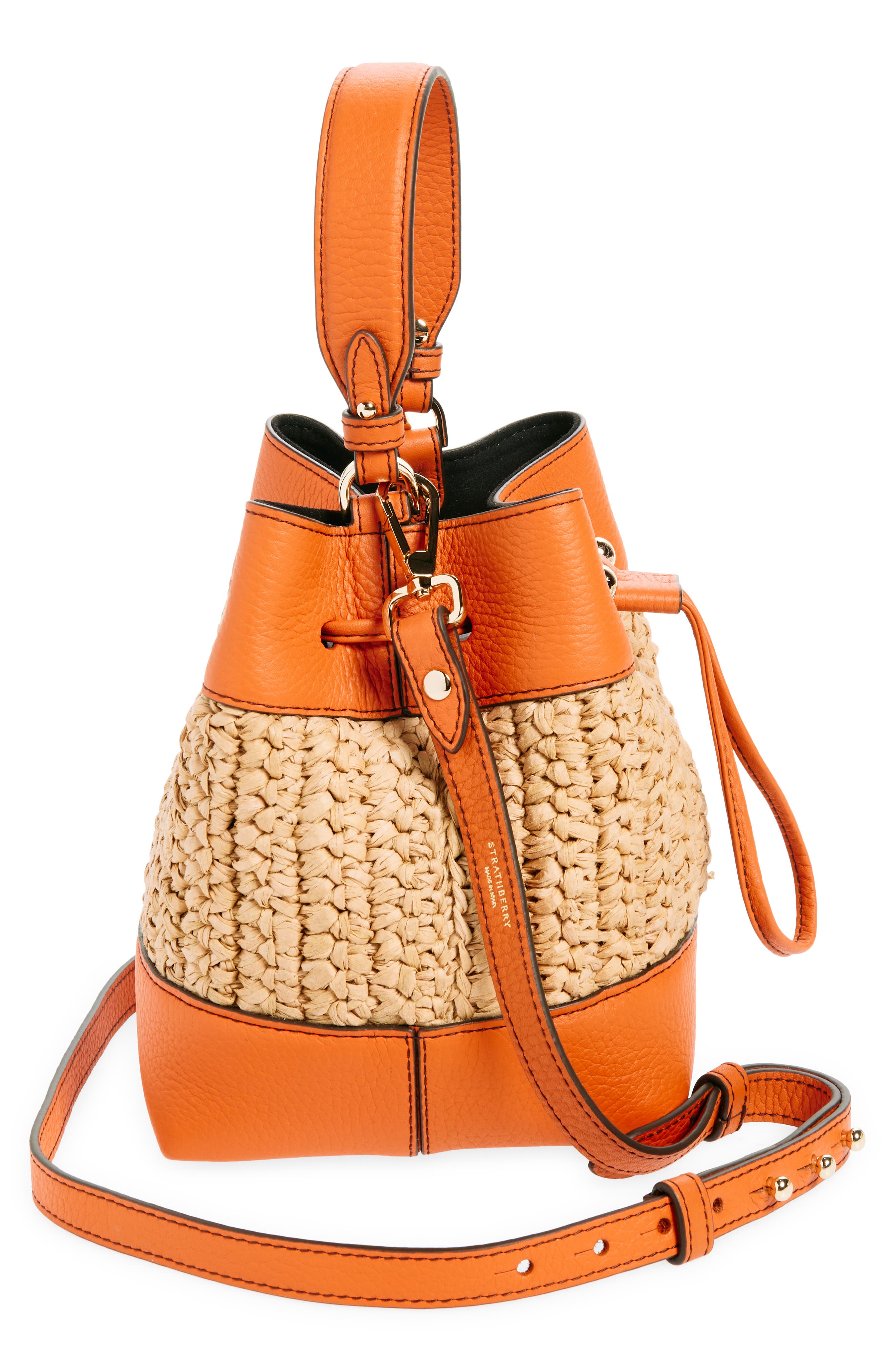 Strathberry Osette Raffia 
Leather Bucket Bag, Alternate, color, 