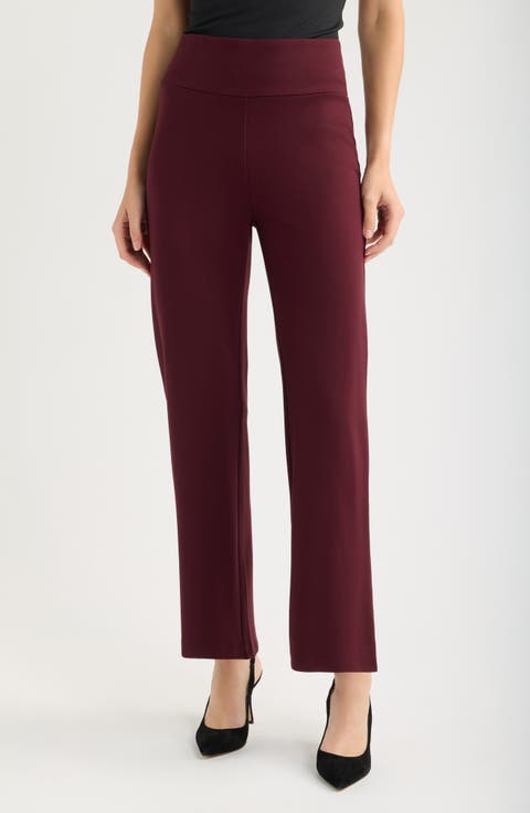 High Waist Pull-On Wide Waistband Trousers