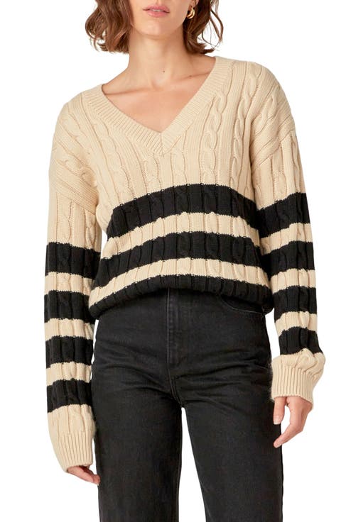 Stripe Cable Stitch Sweater