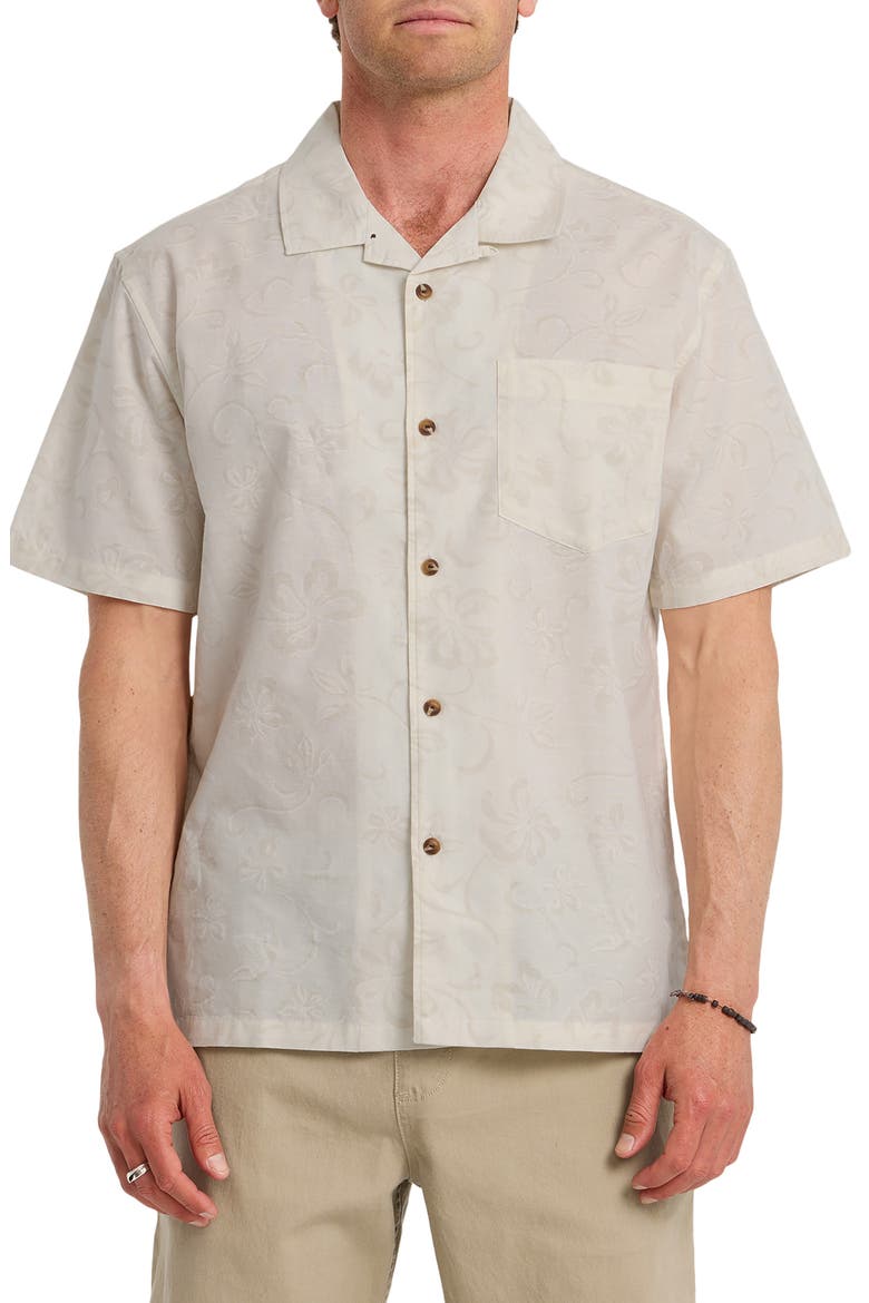 Lo-Biscus DNA Cotton & Linen Camp Shirt, Main, color, SNOW WHITE