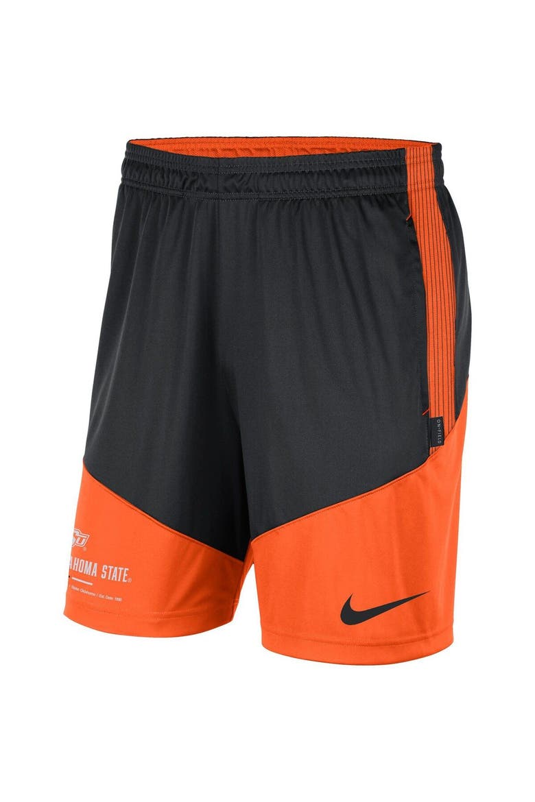 Men's Nike Black/Orange Oklahoma State Cowboys Team Performance Knit Shorts, Alternate, color, Black