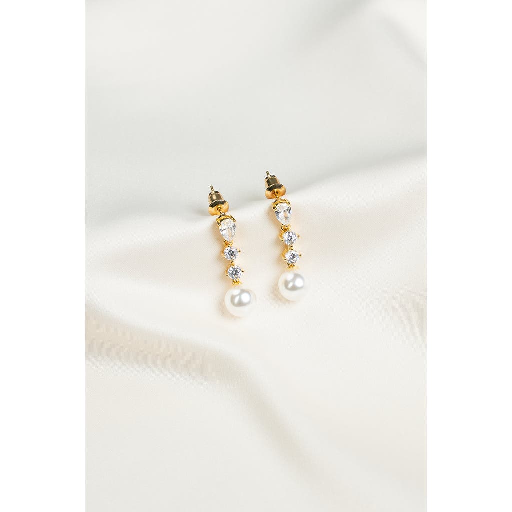 Untamed Petals Serenade Pearl And Crystal Earrings In Gold