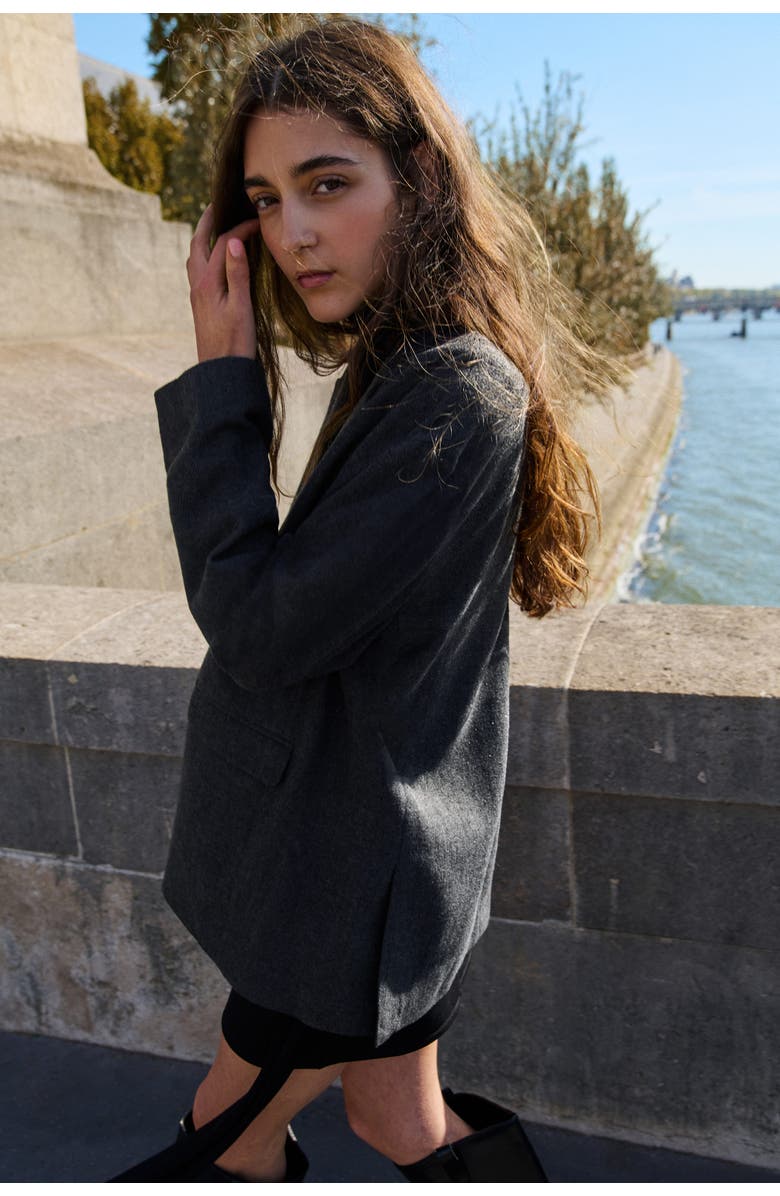 H&M Embellished Blazer, Alternate, color, Dark Gray