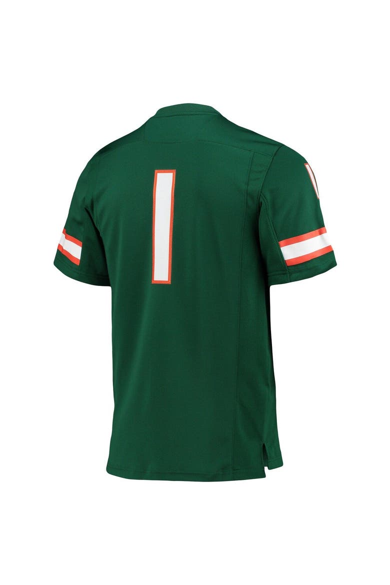 Men's adidas #1 Green Miami Hurricanes Team Premier Football Jersey, Alternate, color, Green