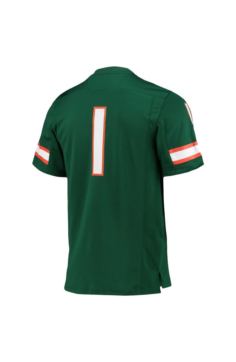 adidas Men's adidas #1 Green Miami Hurricanes Team Premier Football Jersey, Alternate, color, 