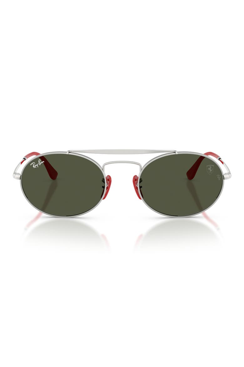 54mm Ferrari Oval Sunglasses, Main, color, SILVER / GREEN